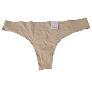 Auden Beige Thong Underwear Womens Size XL Bonded Edge Seamless Design New